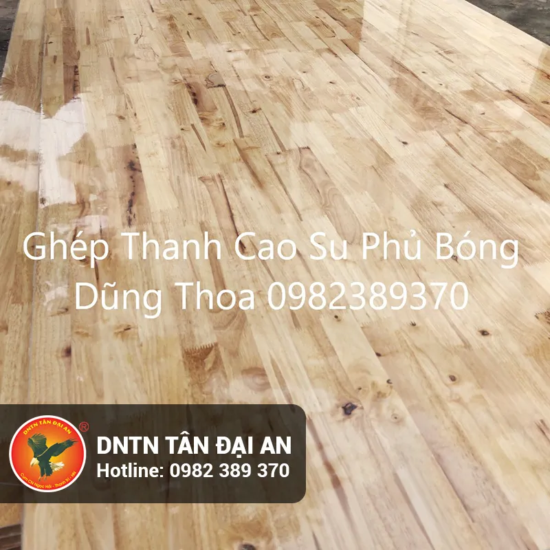 Ván gỗ cao su ghép thanh phủ bóng 2 mặt phục vụ đóng tủ
