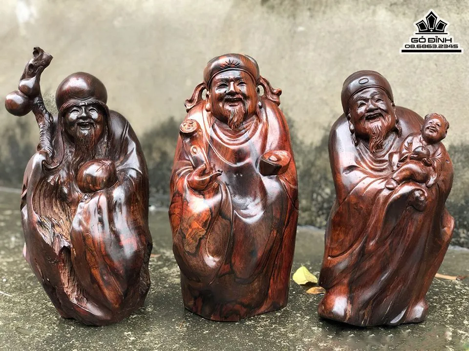 Tượng Tam Đa Phúc Lộc Thọ gỗ Trắc