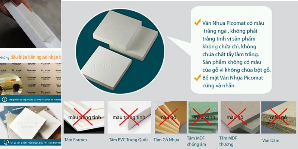 So sánh màu sắc và bề mặt Picomat với hàng nhái