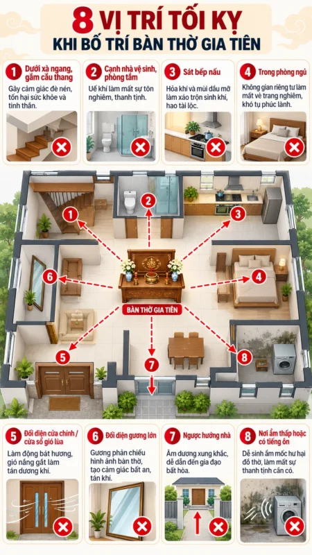 8 điều kiêng kỵ khi đặt bàn thờ