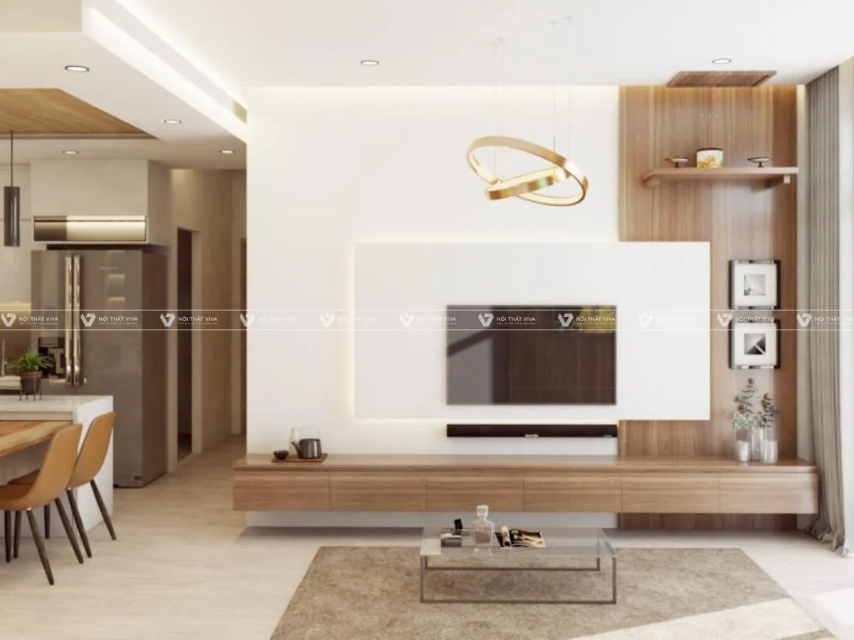 Tủ thờ kết hợp kệ tivi hiện đại cho phòng khách