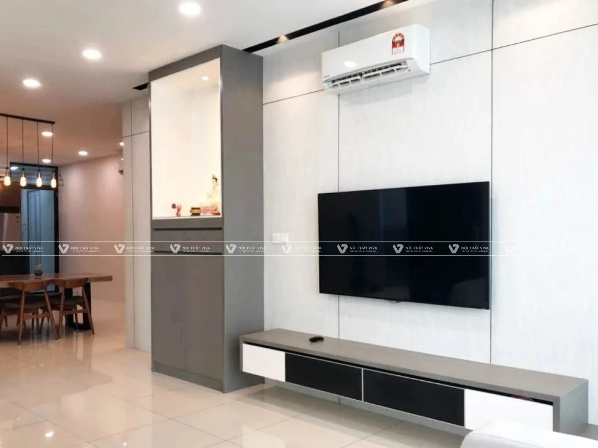 Kệ tivi kết hợp bàn thờ gỗ óc chó cao cấp