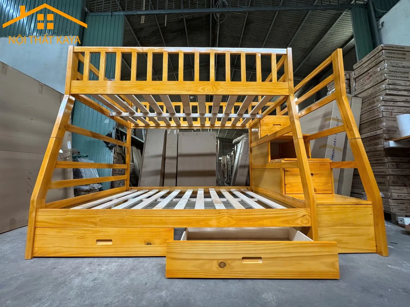 Giường 2 Tầng Xuất Khẩu GT296 (1m2-1m6) — Gỗ sồi Nga tự nhiên, phong cách Scandinavian tối giản