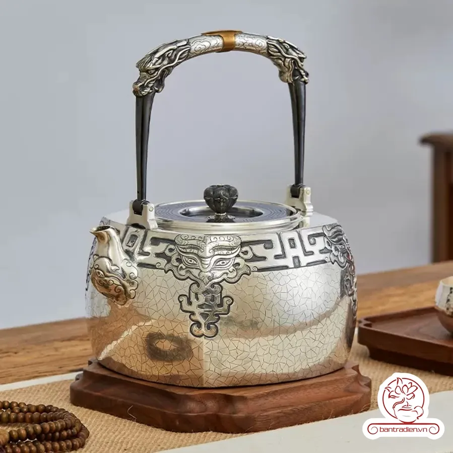 Ấm bạc đun nước nguyên chất chế tác thủ công ADNB909