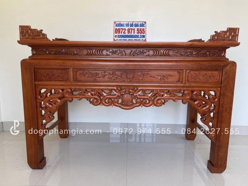 Án Gian Gỗ Hương Đá 197x97x127 Chân 12 Mẫu Như Ý Cao Cấp