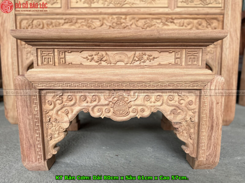 Án Gian Gỗ Hương Đá 197x97x127 Chân 12 Mẫu Như Ý Cao Cấp