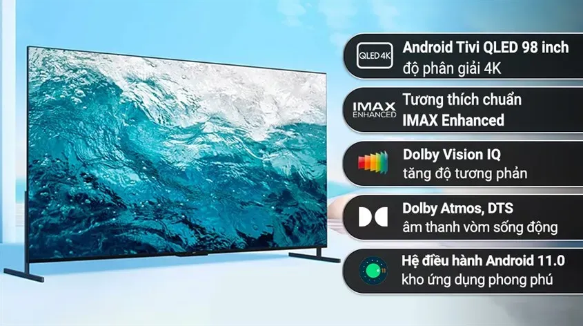 Android Tivi QLED TCL 4K 98 inch 98C735 là một lựa chọn màn hình lớn cao cấp