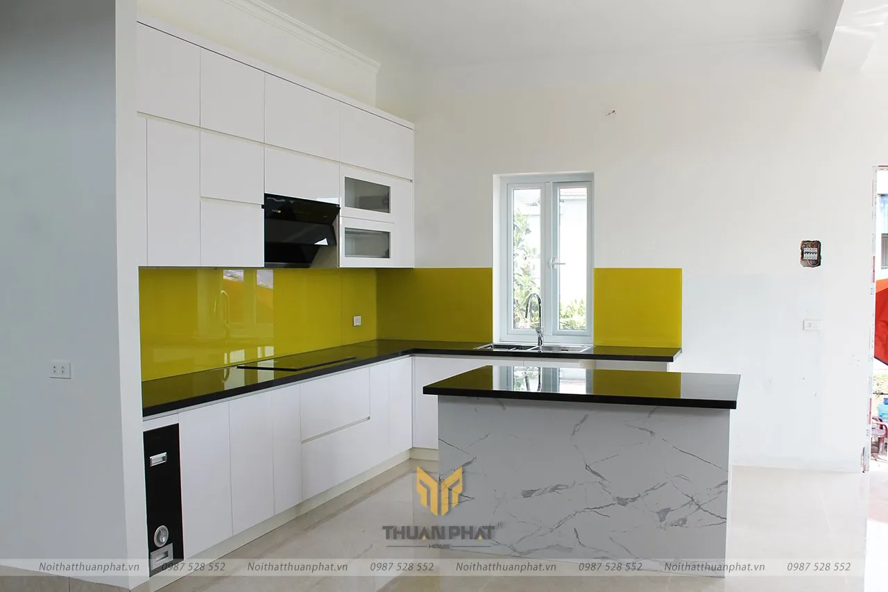 Tủ bếp laminate xám bê tông Industrial