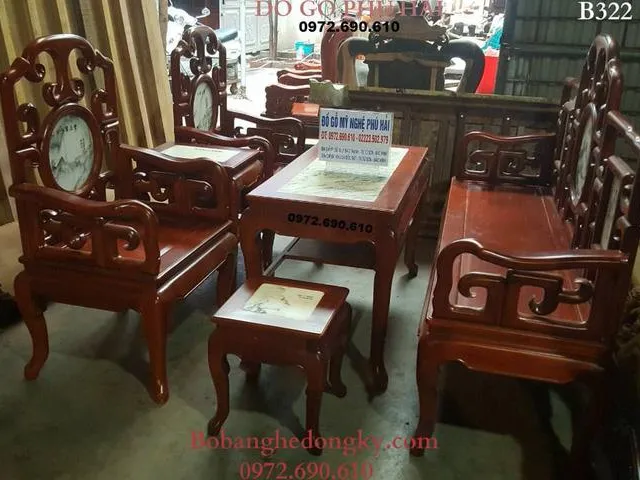 Bộ bàn ghế gỗ phòng khách nhỏ bằng Gỗ Gụ