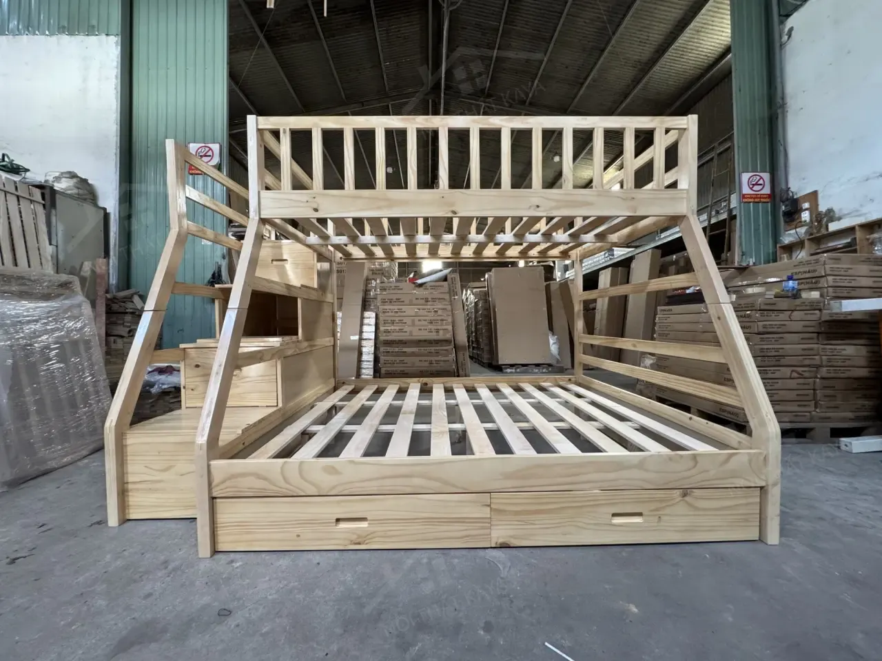 Giường 2 Tầng Xuất Khẩu GT296 (1m2-1m6) — Gỗ sồi Nga nguyên thanh, thiết kế cơ bản