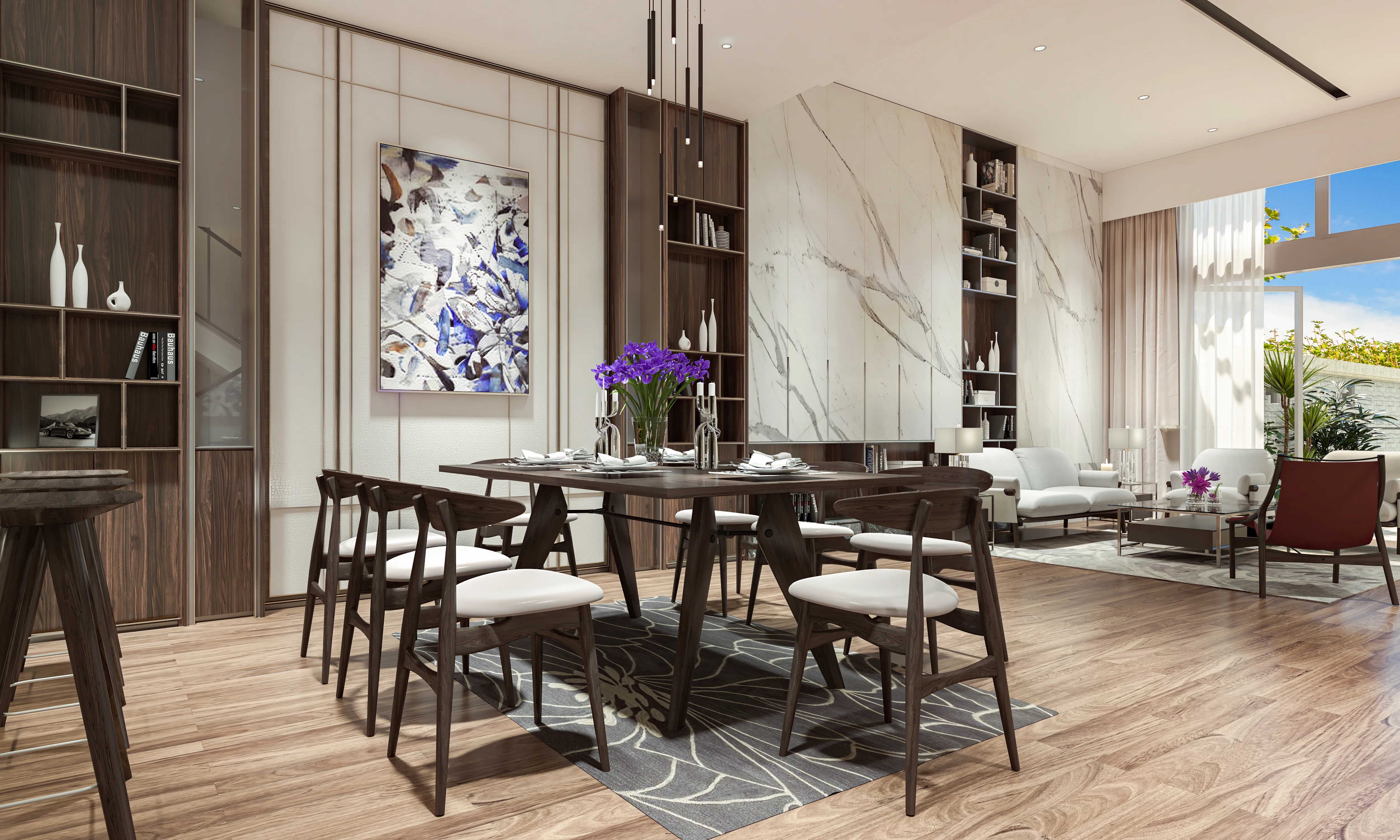 Bộ bàn ăn 6 ghế CH33 gỗ Sồi với thiết kế hiện đại