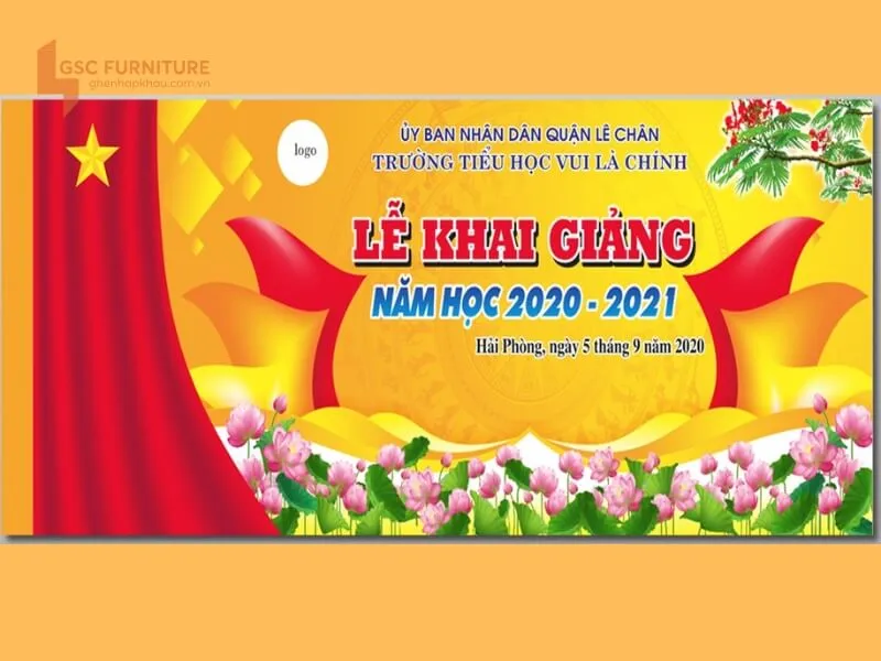 Backdrop lễ khai giảng trang trọng và đẹp