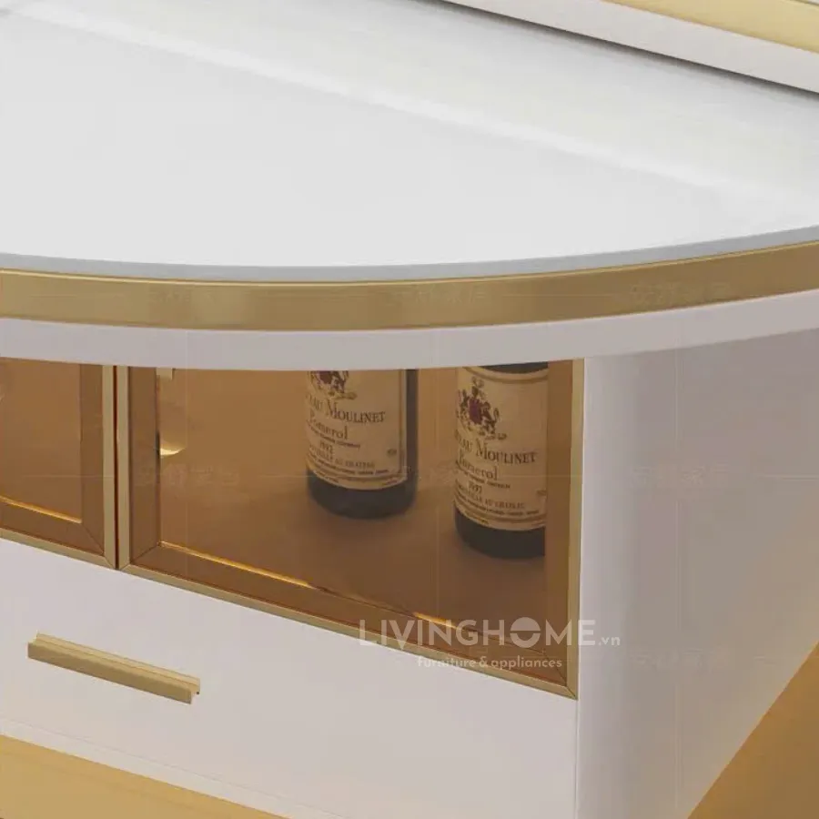 Thiết kế tủ đựng đồ thông minh dưới chân bàn ăn tích hợp bếp từ