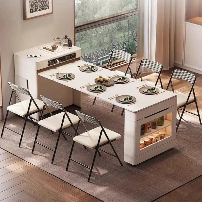 Bàn ăn đảo bếp nhỏ gọn thiết kế thông minh có khả năng kéo dài gấp gọn cực kỳ tiện lợi cho nhà nhỏ