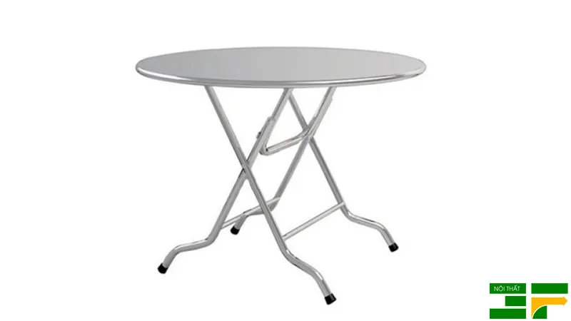 Bàn ăn gấp gọn Hòa Phát mặt tròn khung inox cao cấp, phù hợp với phong cách sang trọng