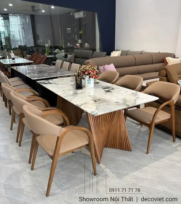 Kệ tivi veneer óc chó kết hợp vách ốp gỗ trang trí phòng khách hiện đại