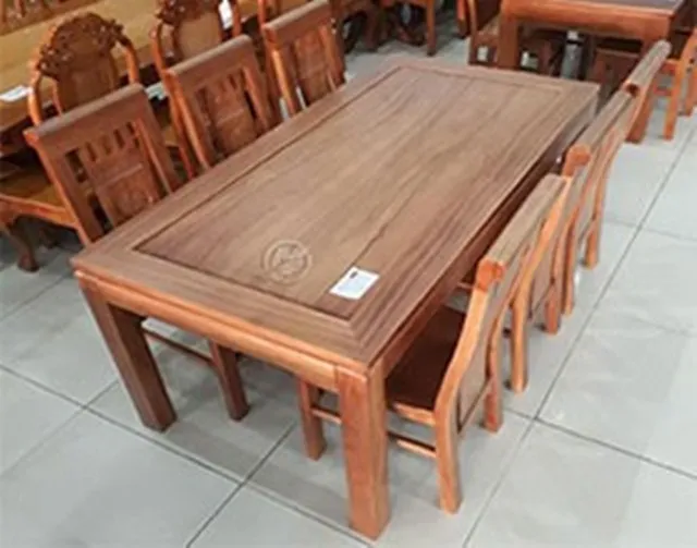 Bộ bàn ghế ăn gỗ gõ đỏ tựa cuốn KT - SP205