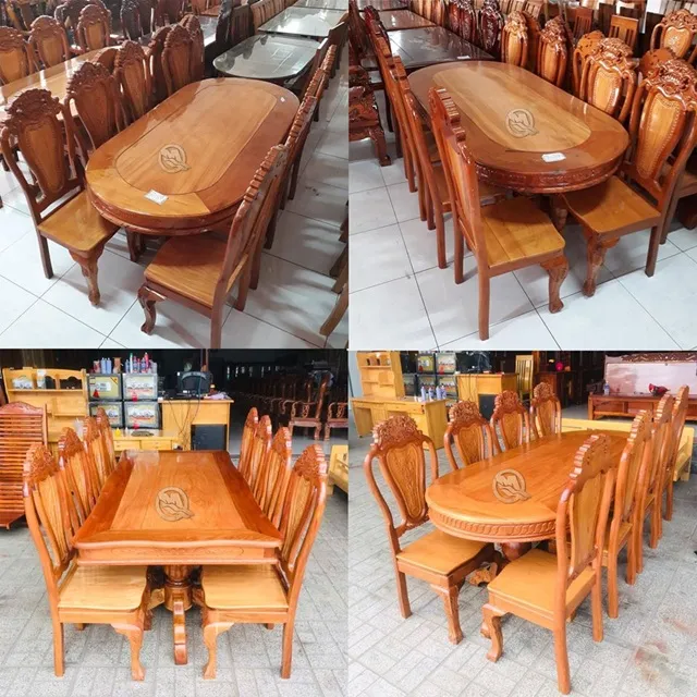 Bàn ghế ăn gỗ gõ đỏ có màu sắc đẹp mắt, sang trọng