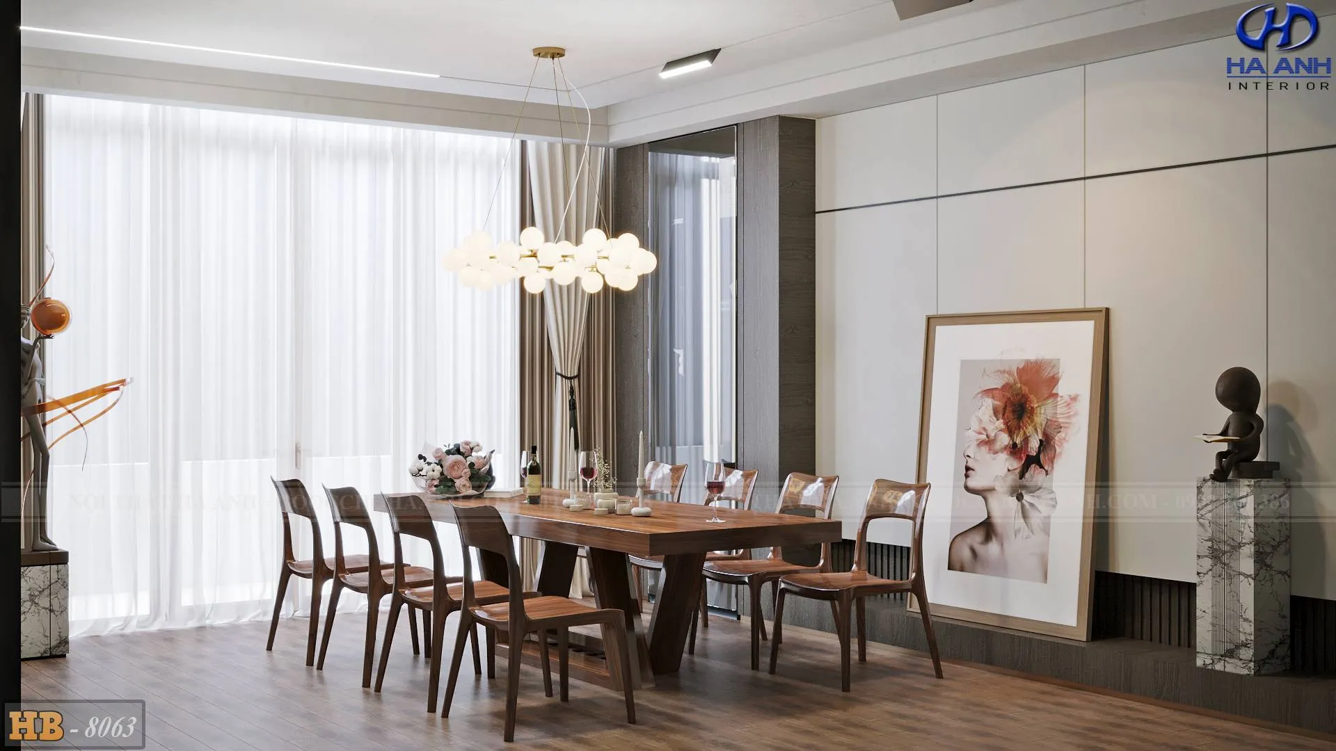 Thiết kế chân bàn gỗ óc chó hình tròn sáng tạo của mẫu HB 8063