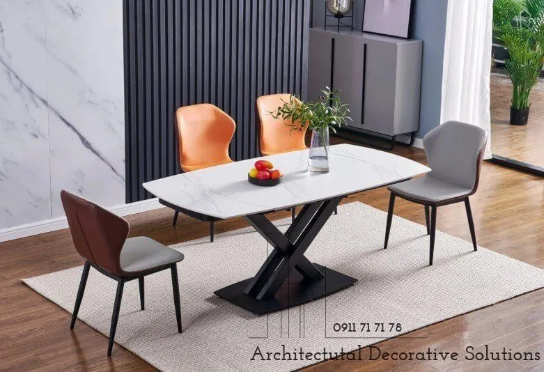 Bàn ăn thông minh mặt đá kéo dài 8 ghế với màu sắc tinh tế