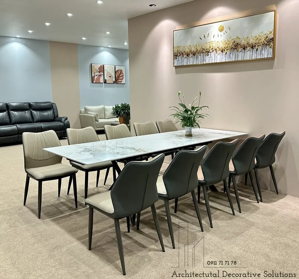 Mẫu bàn ăn thông minh mặt đá 10 ghế nhập khẩu cao cấp