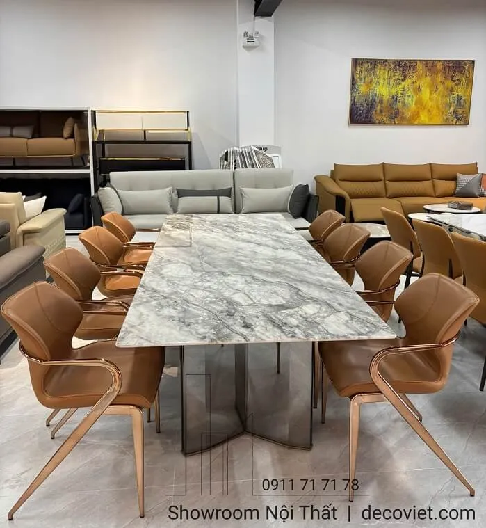 Bàn Ăn Mặt Đá Cẩm Thạch cao cấp 8 ghế nhập khẩu