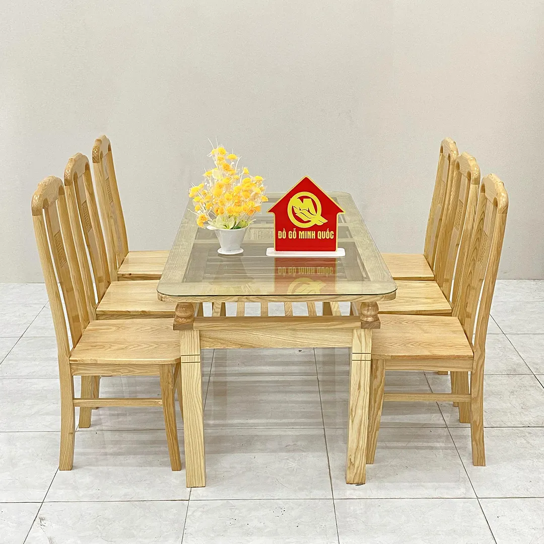 Mẫu bàn ăn gỗ tự nhiên đẹp phong cách hiện đại cho không gian sang trọng