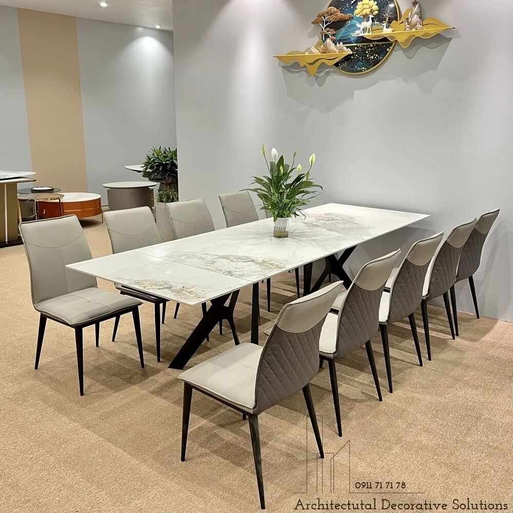 Mẫu bàn ăn thông minh mặt đá nhập khẩu cho 10 người