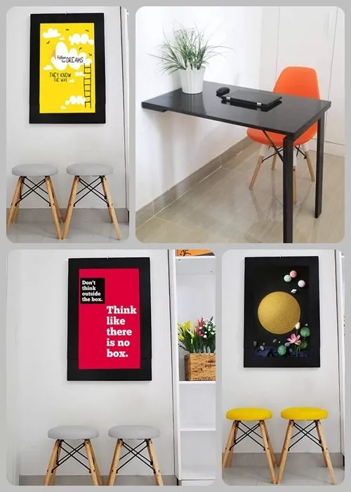 Bàn ăn kết hợp tranh gắn tường