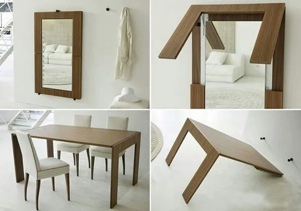 Mẫu bàn ăn treo tường với nhiều màu khác nhau