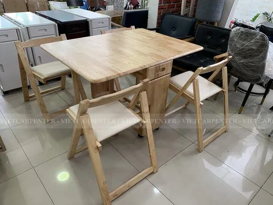 Bàn ăn xếp gọn 4 ghế bọc nệm giá rẻ cho nhà nhỏ