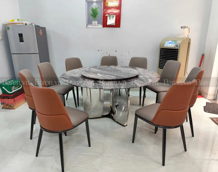 Chi tiết mâm xoay bàn ăn 10 ghế
