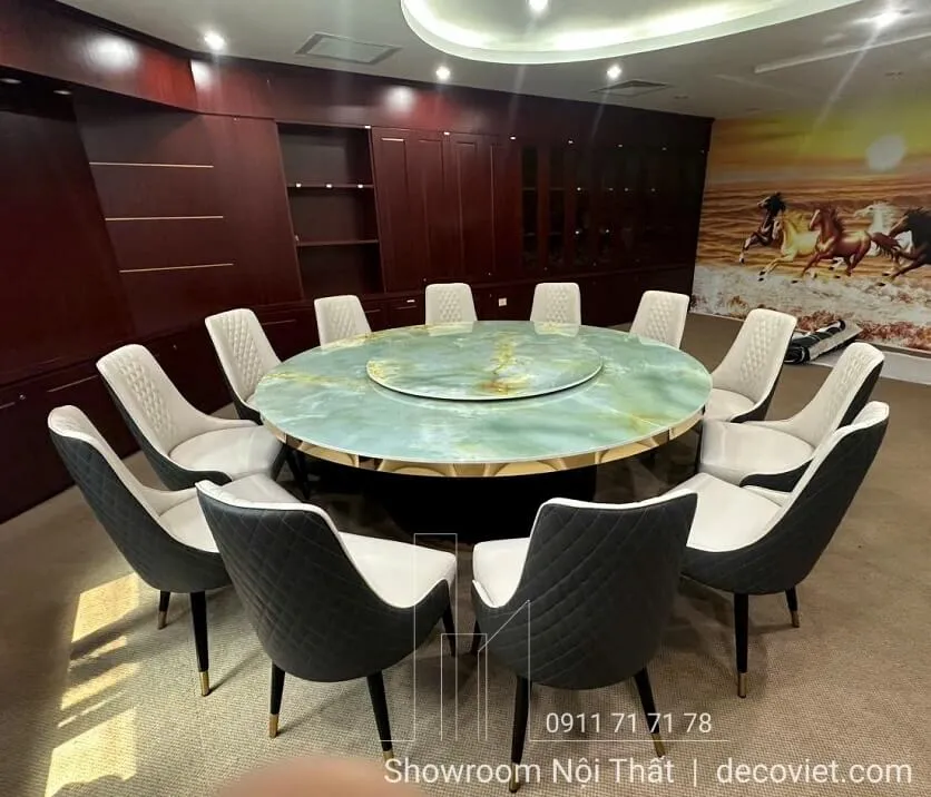 Bàn ăn mặt đá ceramic 12 ghế hiện đại