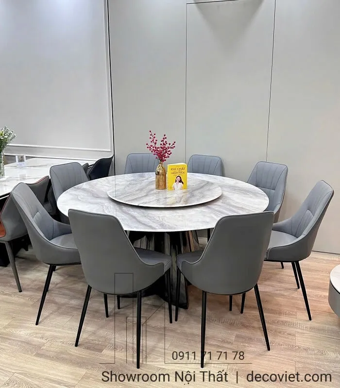 Bàn Ăn Tròn Xoay 8 Ghế Mặt Đá tiện lợi