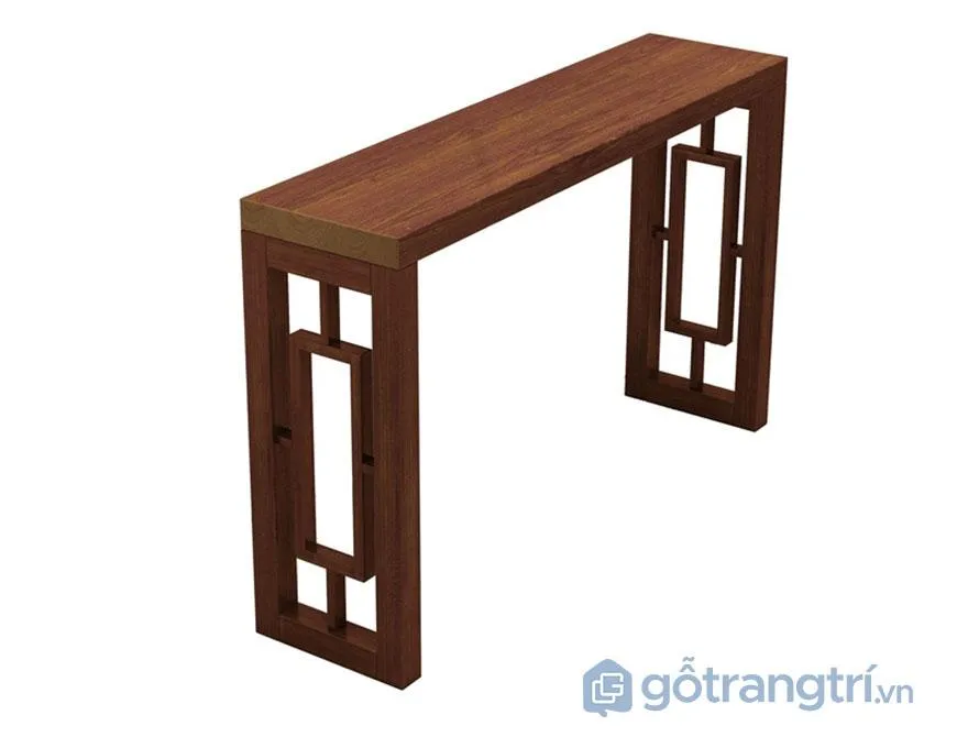 Chi tiết đường nét chế tác tỉ mỉ trên bàn gỗ trang trí phòng khách, thể hiện sự tinh xảo