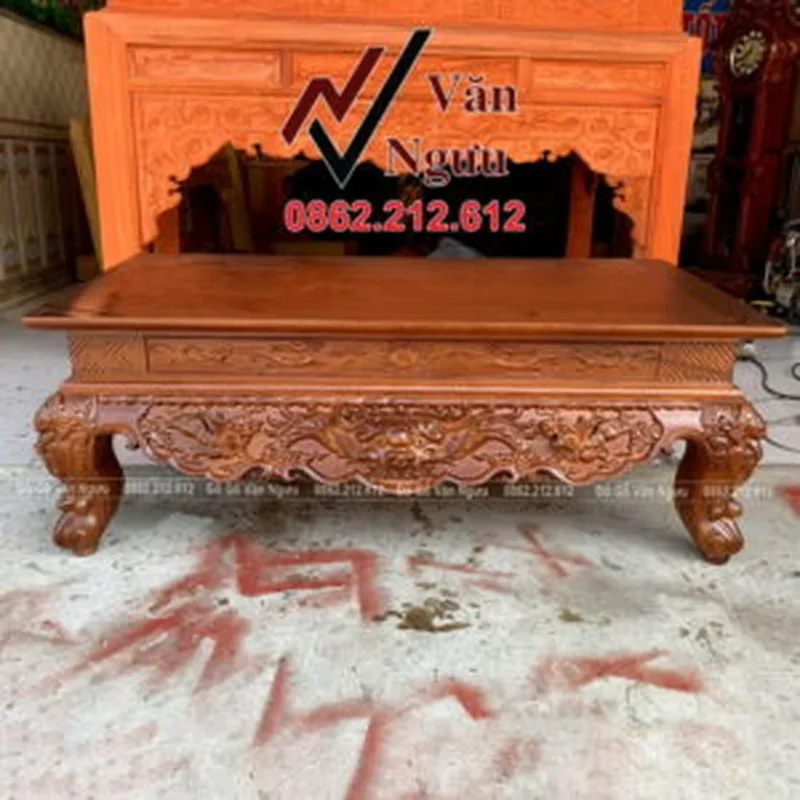 Bàn cúng cơm sập thờ tứ linh gỗ gụ bề thế