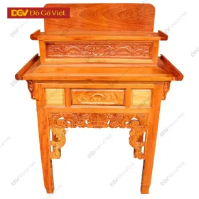 Bàn Cúng Thờ Gia Tiên 2 Tầng Căm Xe Mặt Gõ Nhỏ