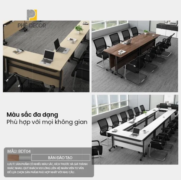 Bàn đào tạo BDT04 với thiết kế gọn gàng và màu sắc hiện đại