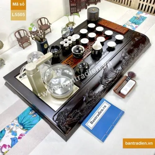 Bàn trà điện thông minh cao cấp gỗ mun L5505