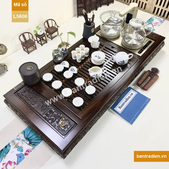 Bàn trà điện thông minh cao cấp gỗ cẩm L5606
