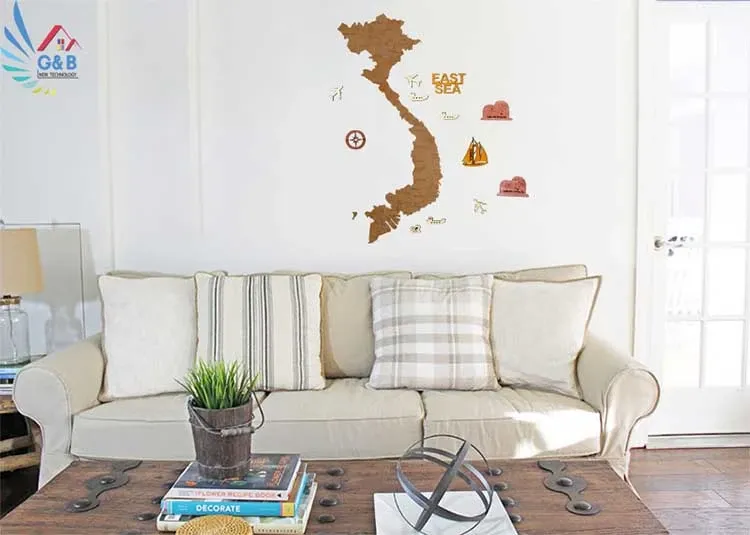 Bản đồ Gỗ dán tường Phòng Khách ĐẸP