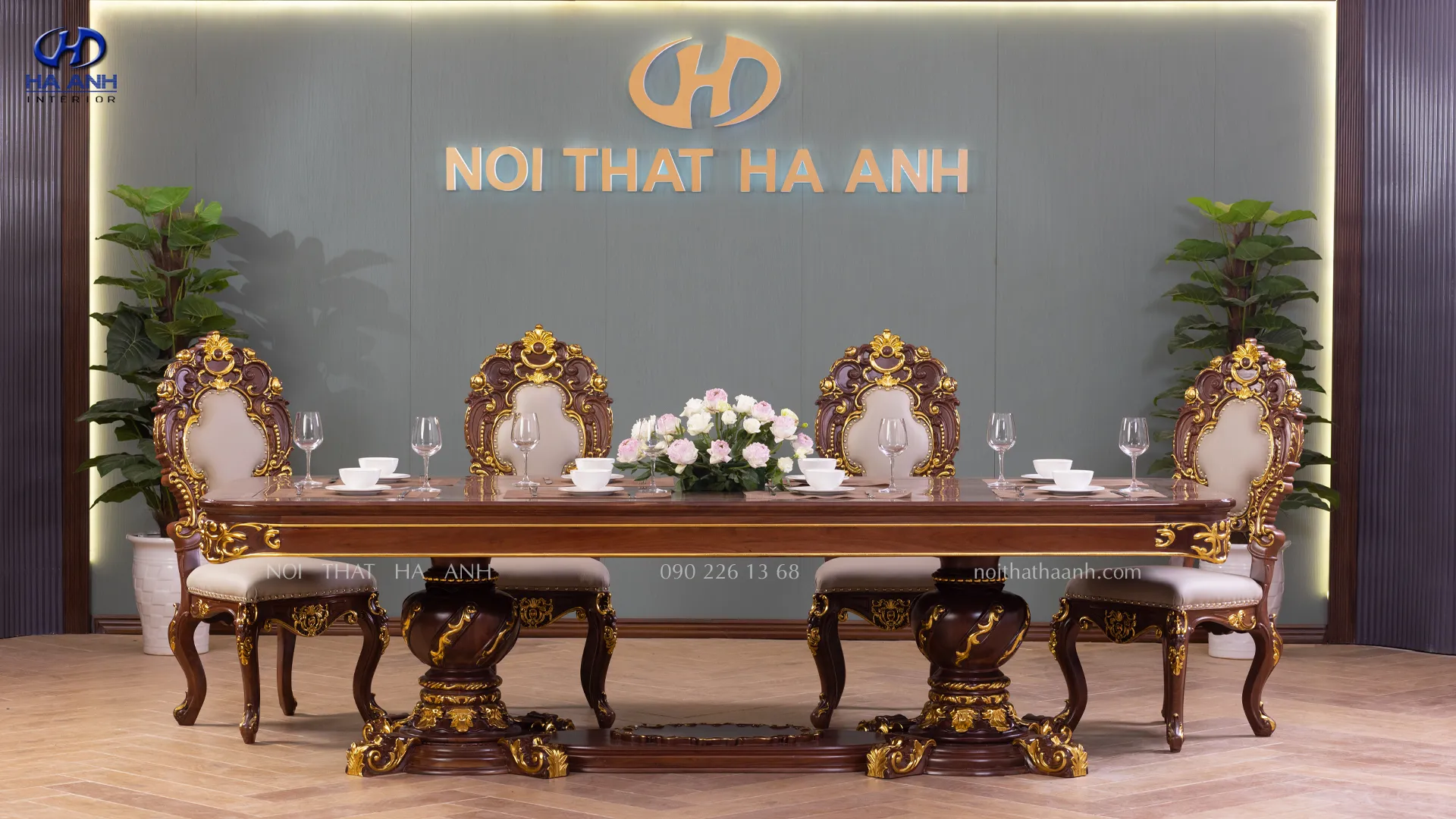 Bàn ăn tân cổ điển hình chữ nhật