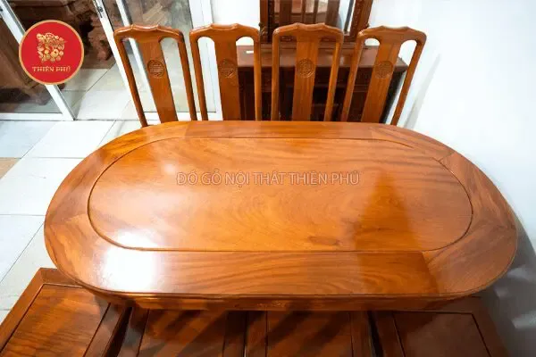 Sơ đồ bố trí mẫu bàn ghế ăn gỗ gõ đỏ 8 ghế hợp phong thủy