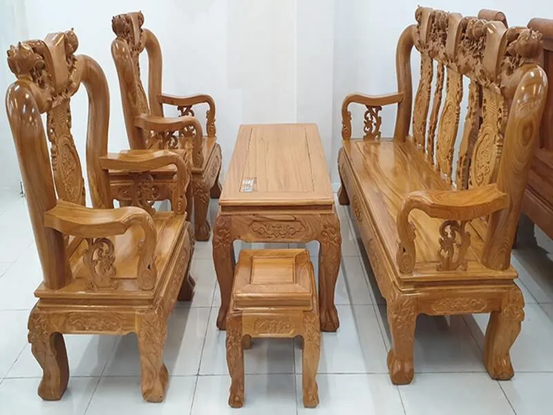 Kích thước tiêu chuẩn của bộ bàn ghế gõ đỏ tay 10