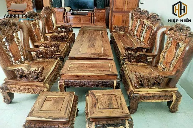 Mẫu bàn ghế gỗ gõ đỏ tay 10 10 món sang trọng