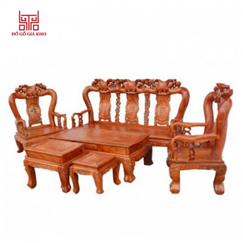 Bàn Ghế Gỗ Hương Đá Tay 12 Chạm Đào 6 Món Đẳng Cấp Sang Trọng