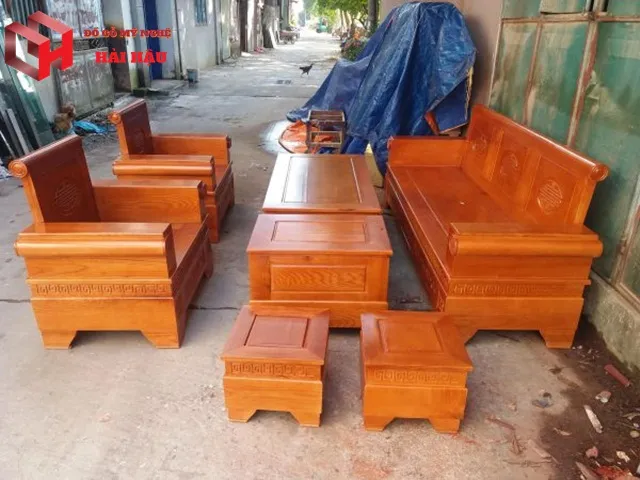 Bộ Bàn Ghế Pháo Thủ Gỗ Sồi Nga phòng khách
