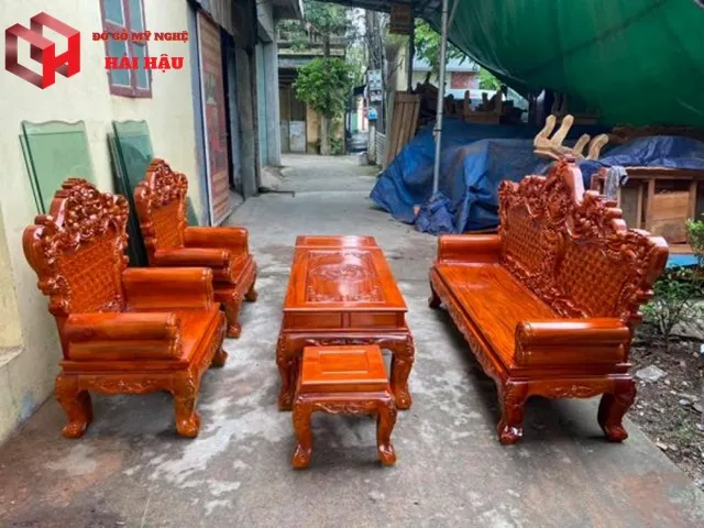 Bộ Ghế Hoàng Gia Gỗ Xà Cừ Đỏ phòng khách