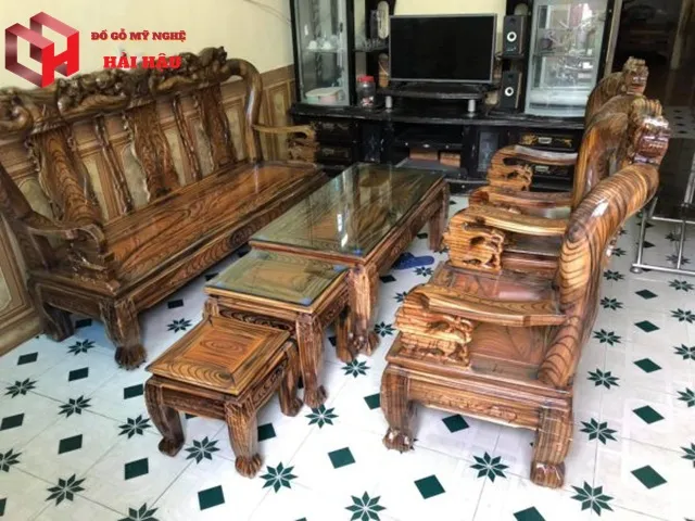 Bộ bàn ghế phòng khách minh quốc đào gỗ tràm bông vàng