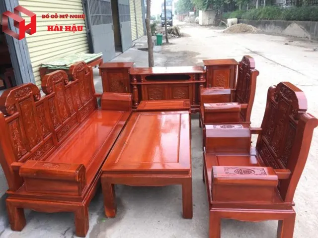 Bộ Bàn Ghế Âu Á Cuốn Thư Gỗ Tràm phòng khách